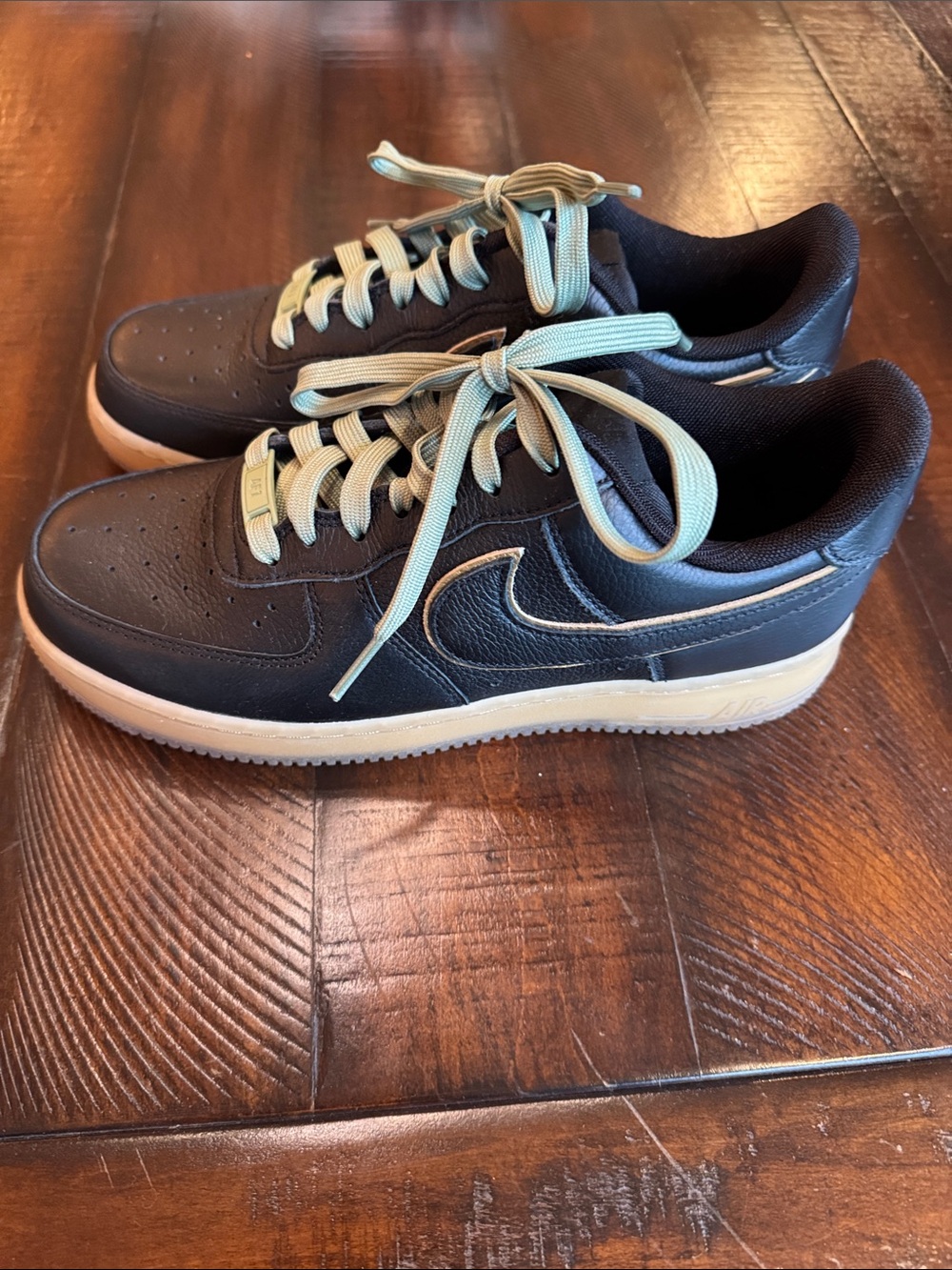 Nike Air Force 1 Low Custom Women's Shoes Size: 8.5 In Black, Green, and Gold